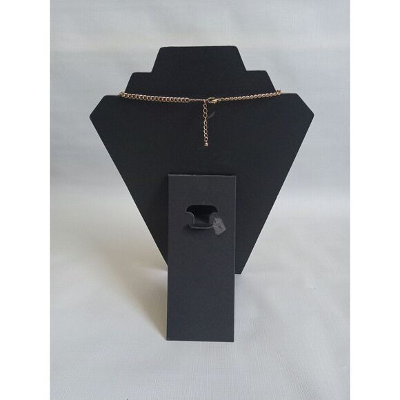 Gold Toned Teardrop Foil Cluster Single Strand Metal Statement Style Necklace - Picture 2 of 12